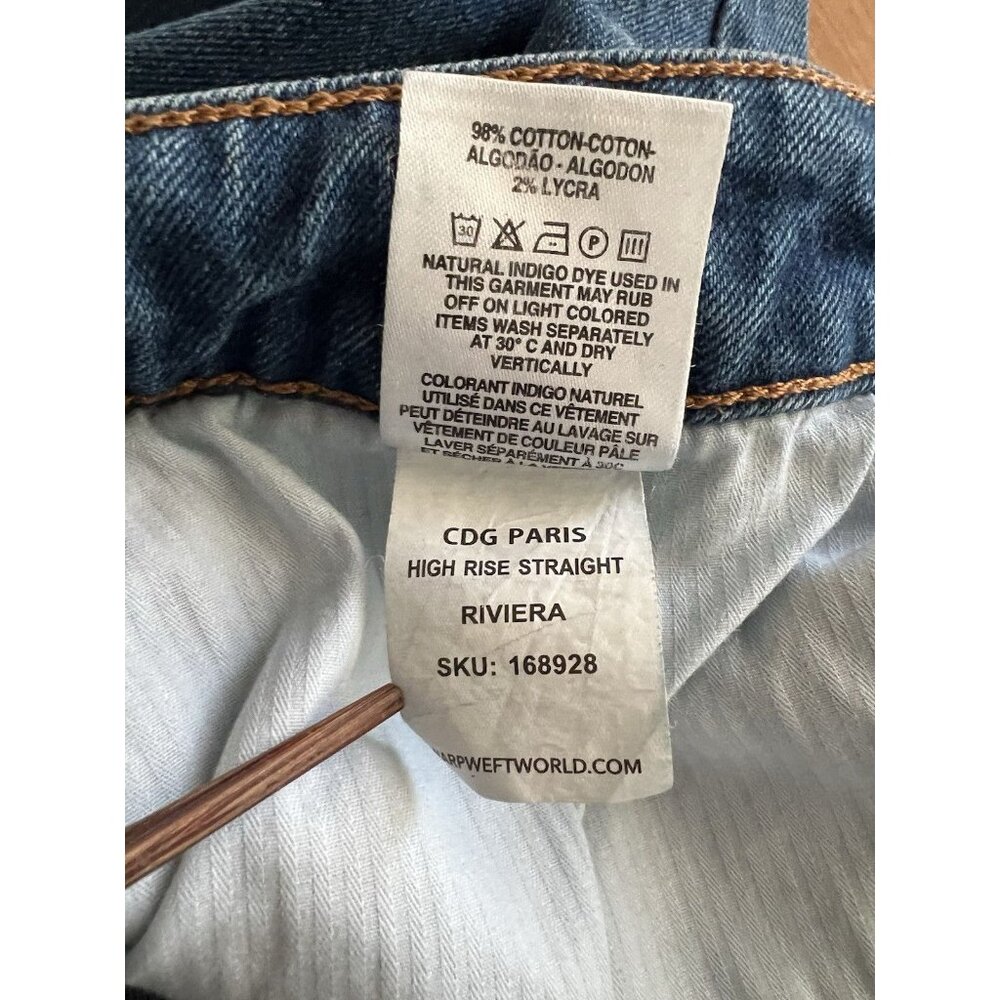 Warp + Weft CDG Paris High Rise Straight Stretch Button Fly Riviera Plus 20 x 28 - Picture 8 of 8
